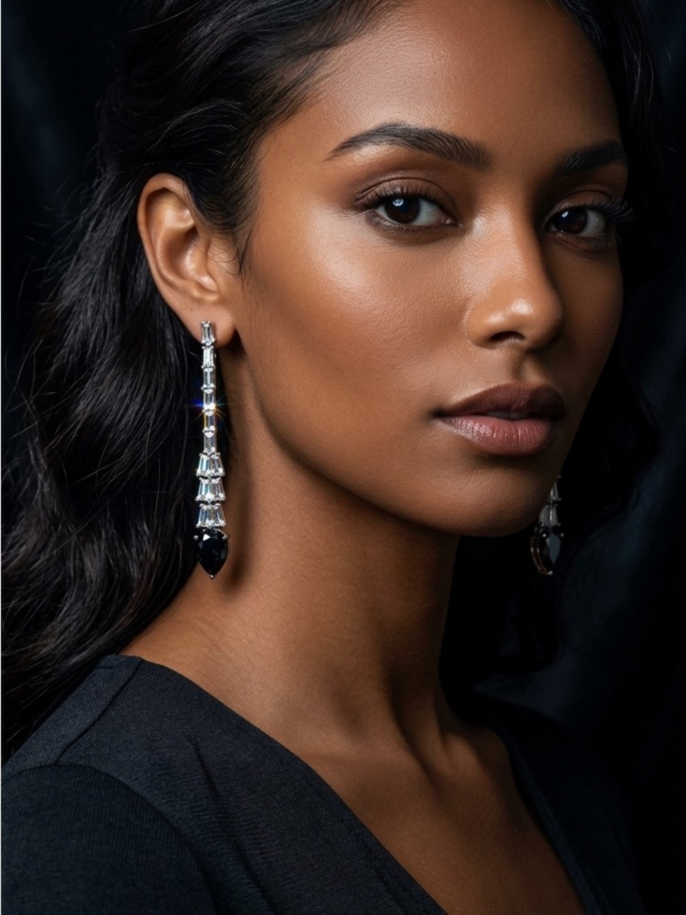 Black 18K Gold Plated American diamond (Zirconia ) handmade luxury Earrings